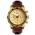 Skmei 9189 high quality luxury gold men leather quartz watch waterproof fashion wristwatch